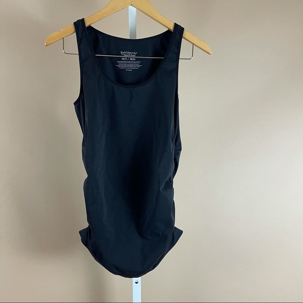 BeMaternity Medium Large Ruched Scoop Neck Racerback Tank Top Soft Smooth